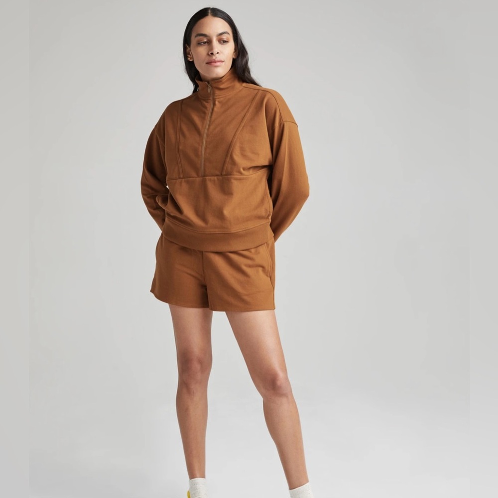 NWOT Womens Richer Poorer Terry Quarter Zip Pullover in Woodgrain size Small